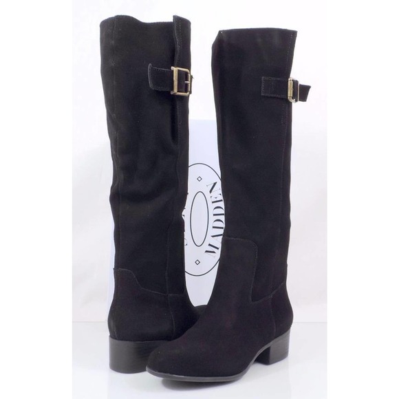 Steve Madden Loren Riding Knee High Boots Suede Black Size 6 - Picture 3 of 8